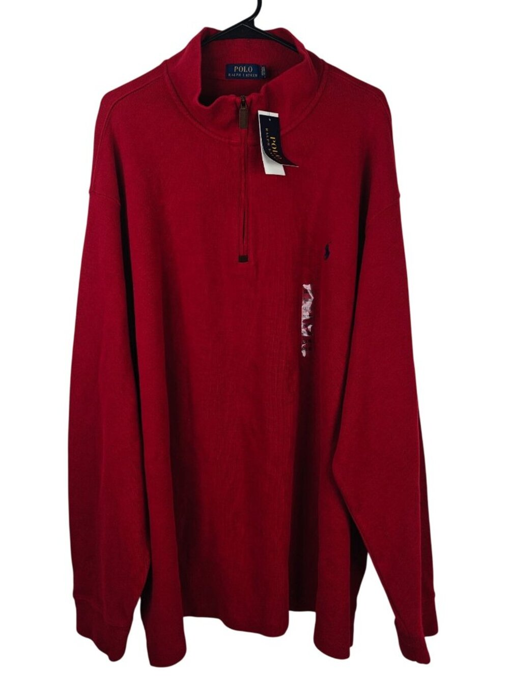 NWT Polo Ralph Lauren Men's Red Quarter-Zip Pullover Sweater Size 3XLT Cotton Kn